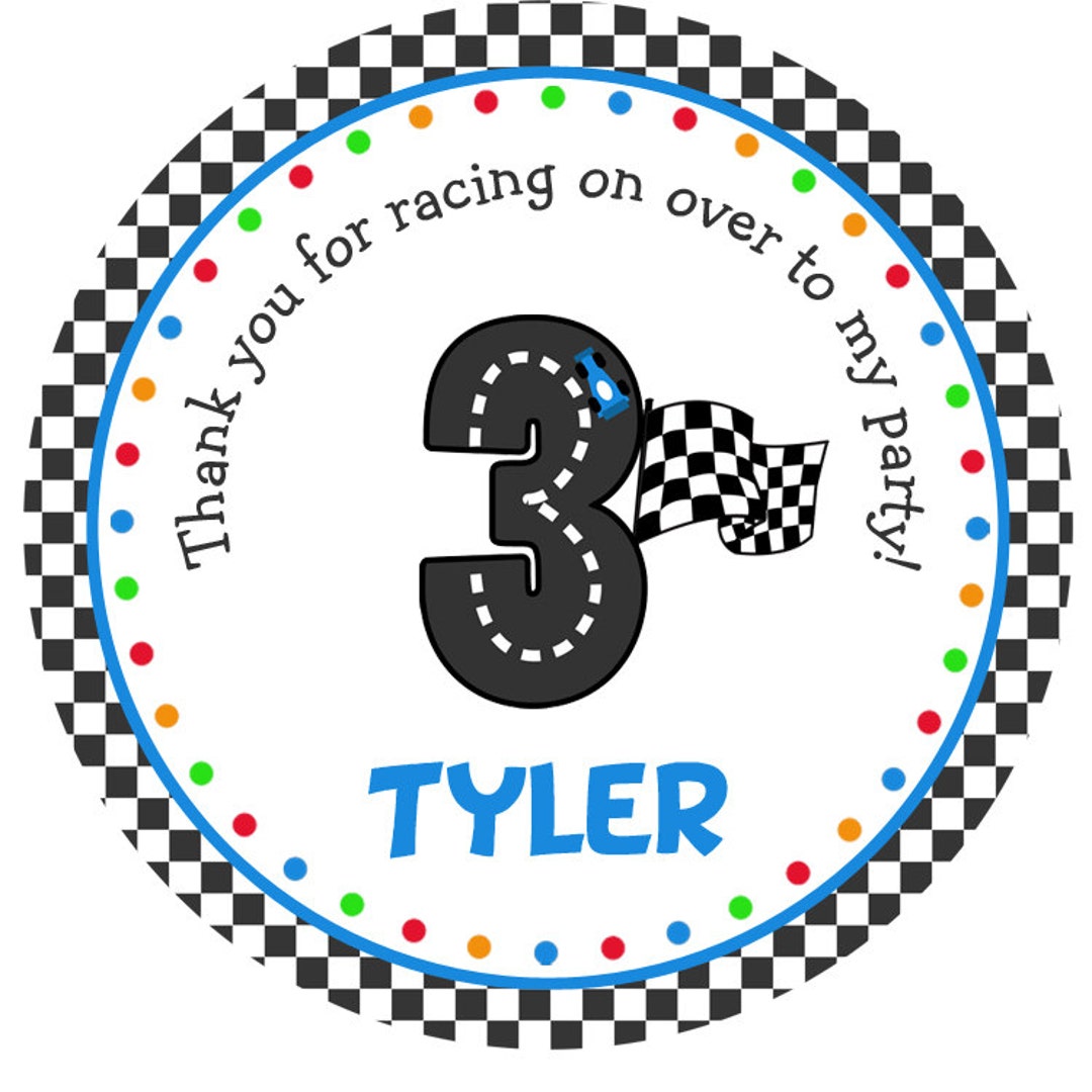 Racecar Birthday Stickers - Race Car Birthday Sticker Racing Birthday ...