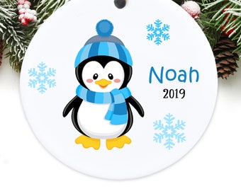 Personalized Christmas Ornament Personalized Keepsake Ornament Penguin  Ornament GIFT BOX Included