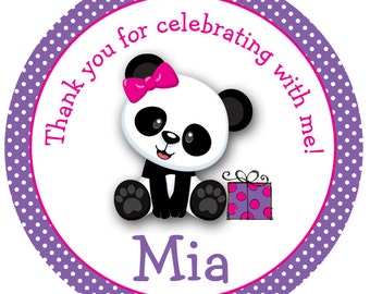 Panda Sticker  Panda Birthday Party Sticker Panda Favor Tag