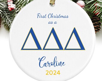 Delta Delta Delta Christmas Ornament Gift for Tri Delta Sorority Ornament