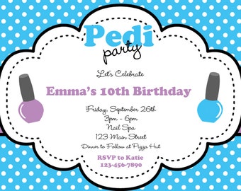 Spa Birthday Party Invitation Pedi Party Manicure Pedicure Party Mani Pedi Spa Party