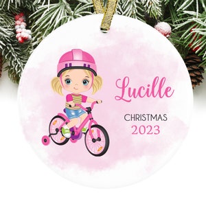 Girls Christmas Ornament Personalized Keepsake Ornament  Gift for Girl  Girl on Bike GIFT BOX  Included