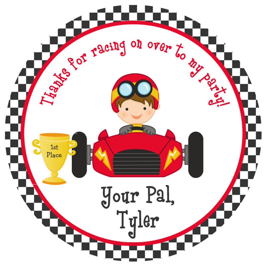 Race Car Birthday Stickers Racing Birthday Race Car Goody Bag Tag ...