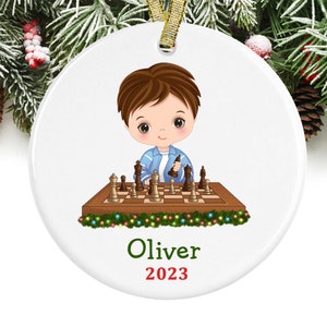 Chess Christmas Ornament Personalized Keepsake Ornament Chess Ornament GIFT BOX Included