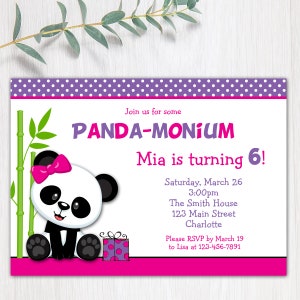 Panda Birthday Party Invitation Panda Bear Birthday Panda Pandamonium Birthday Invitation