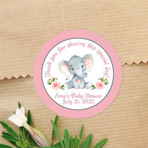 Baby Shower Favor Tag  Baby Elephant Shower Favor Sticker Elephant Baby Shower Favor Tags Printed on STICKERS OR CARDSTOCK