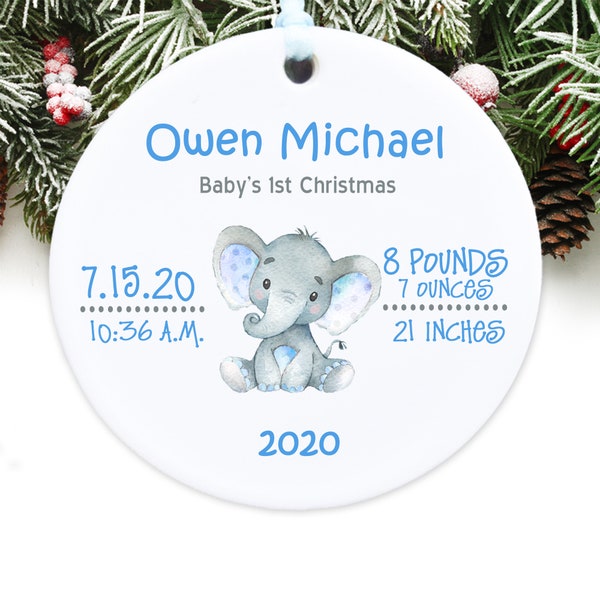 Baby Elephant Christmas Ornament Personalized Baby's First Christmas Ornament GIFT BOX  Included