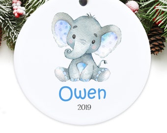 Personalized Christmas Ornament Personalized Elephant Christmas Ornament GIFT BOX  Included