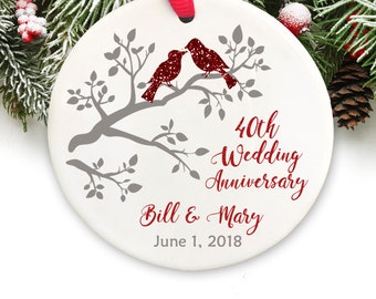 Personalized Christmas Ornament 40th wedding anniversary gift  anniversary ornament GIFT BOX  Included