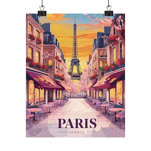 Vintage Paris Eiffel Tower Poster - Matte Vertical Wall Art Decor Print - Travel Artwork - Retro Parisian Home Decor -Eiffel Tower Print