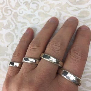 Smash Band hammered texture, solid sterling silver, classic partners ring, wedding band, choose your size image 5