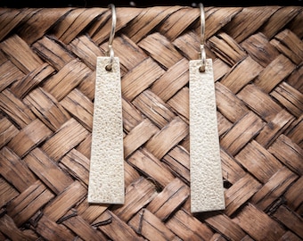 Textured bar earrings, lightweight sterling silver with texture and aged patina