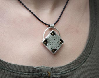 Four corners pendant | sterling silver and 14k gold pendant