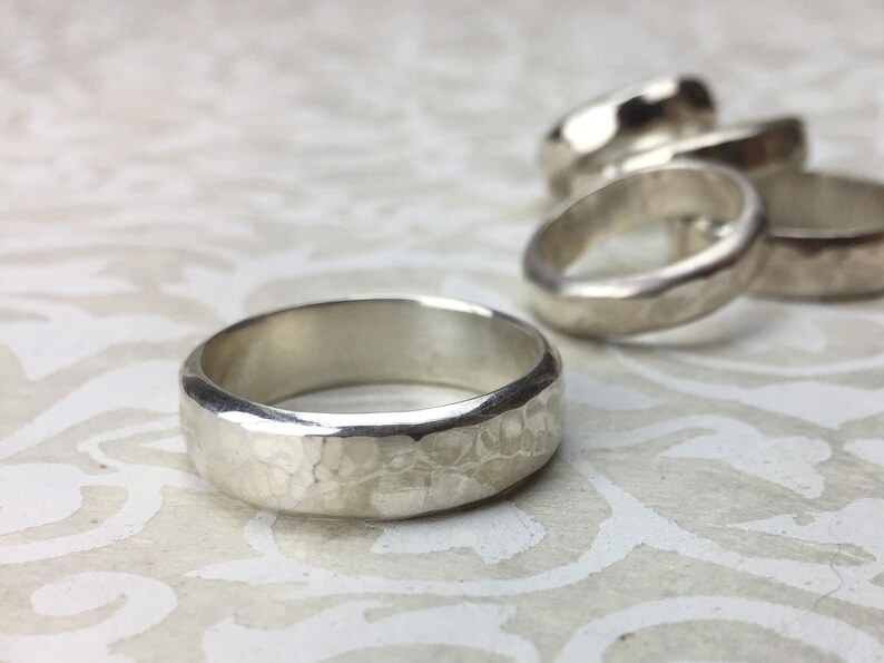 Smash Band hammered texture, solid sterling silver, classic partners ring, wedding band, choose your size image 2