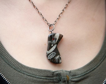 Fossil bead | sterling silver and fossil necklace