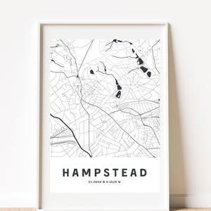 HAMPSTEAD, LONDON MAP, Printable Wall Art, Map Printable, City Map Print, London Art, London Poster, Map of London, Minimalist Map Print