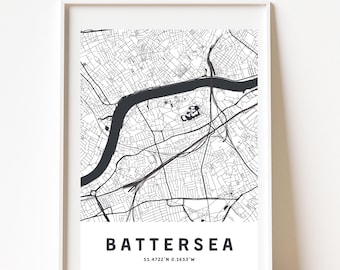 BATTERSEA, LONDON MAP, Printable Wall Art, Map Printable, City Map Print, London Art, London Poster, Map of London, Minimalist Map Print