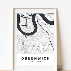GREENWICH, LONDON MAP, Printable Wall Art, Map Printable, City Map Print, London Art, London Poster, Map of London, Minimalist Map Print