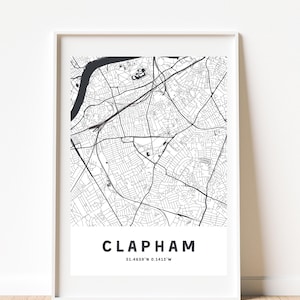 CLAPHAM, LONDON MAP, Printable Wall Art, Map Printable, City Map Print, London Art, London Poster, Map of London, Minimalist Map Print