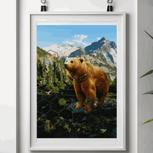 Bear Spirit Animal Wall Art | Digital Download | Mystical Woodland Animal Print | Spiritual Decor for Home