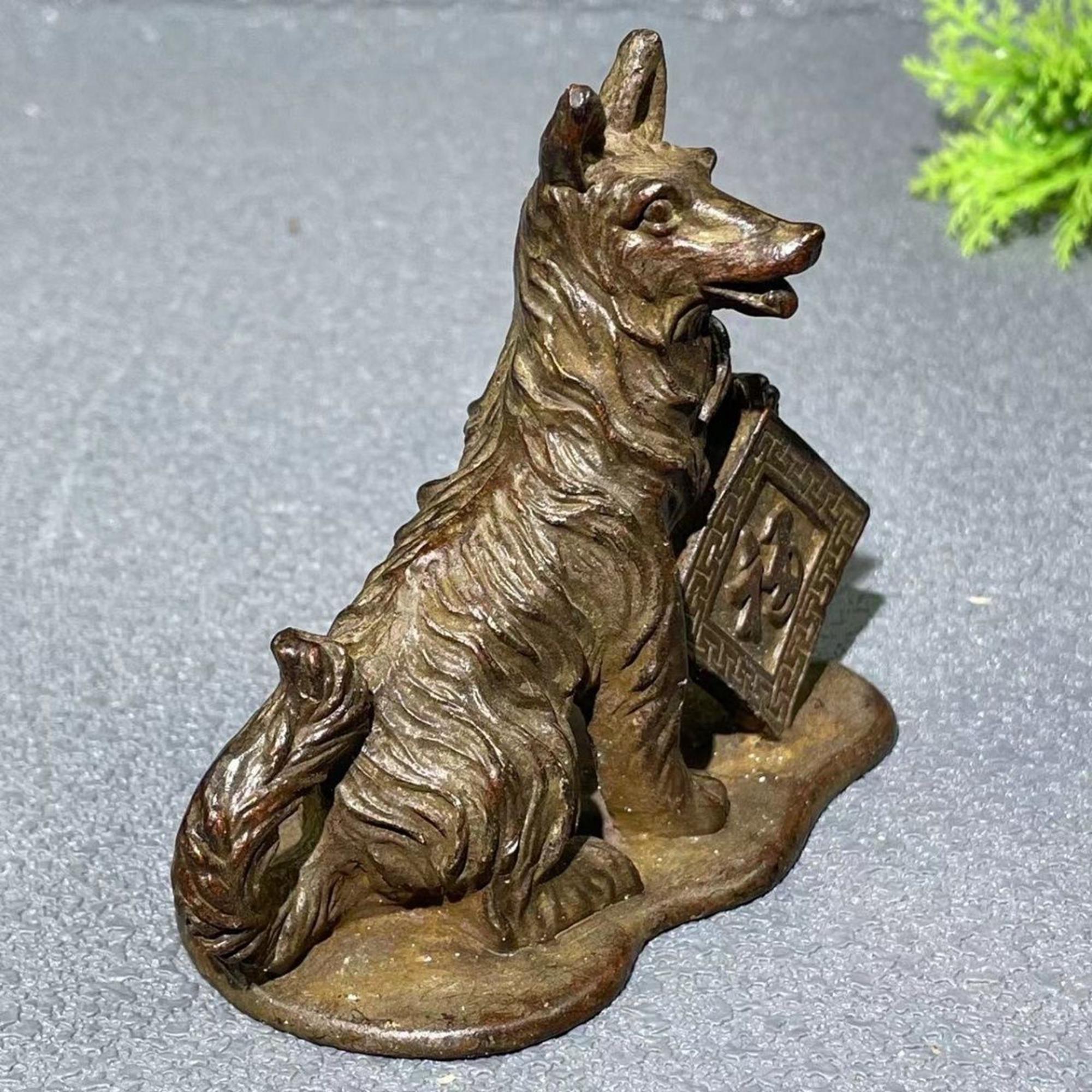 ヴィンテージブロンズ彫刻犬茶ペット像、室内装飾、風水像 - Etsy 日本