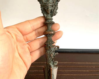 Vintage bronze carved Tibet Exorcism Dharma Instruments -- Demon-Subduing Pestle, Home decortion, Feng Shui statue