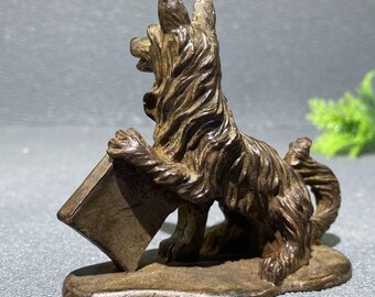 ヴィンテージブロンズ彫刻犬茶ペット像、室内装飾、風水像 - Etsy 日本