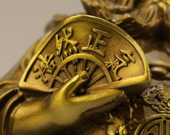 Vintage Brass Carved Taoist Zhong Kui (the Ghost-catching God