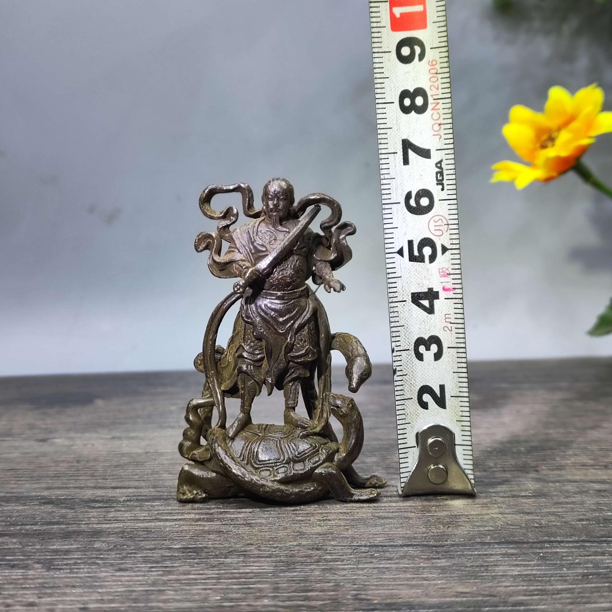 Vintage Bronze Carved Taoist Zhenwu Emperor Statue, Home Decortion