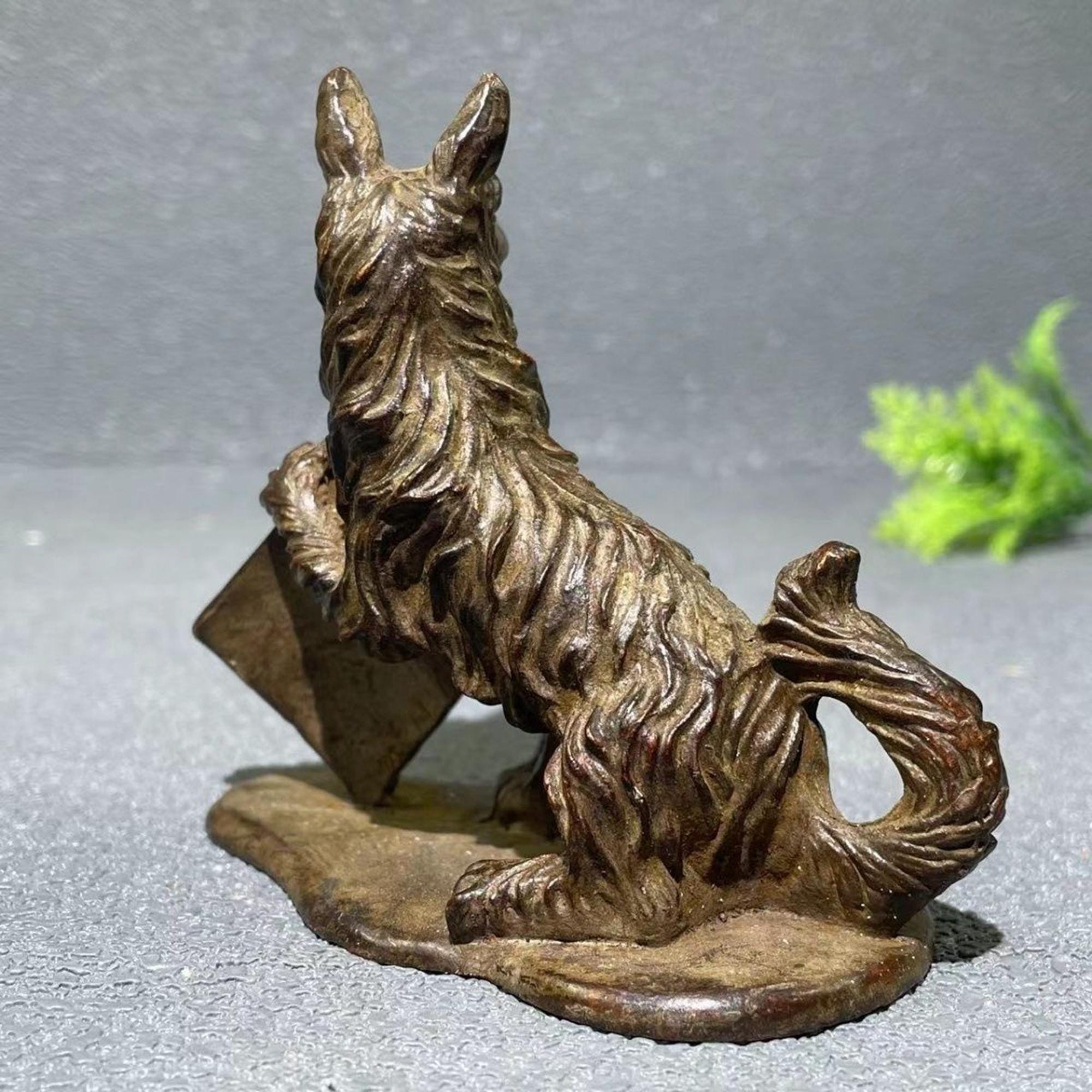 ヴィンテージブロンズ彫刻犬茶ペット像、室内装飾、風水像 - Etsy 日本