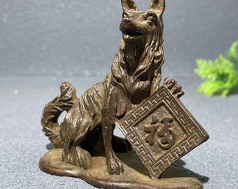 ヴィンテージブロンズ彫刻犬茶ペット像、室内装飾、風水像 - Etsy 日本