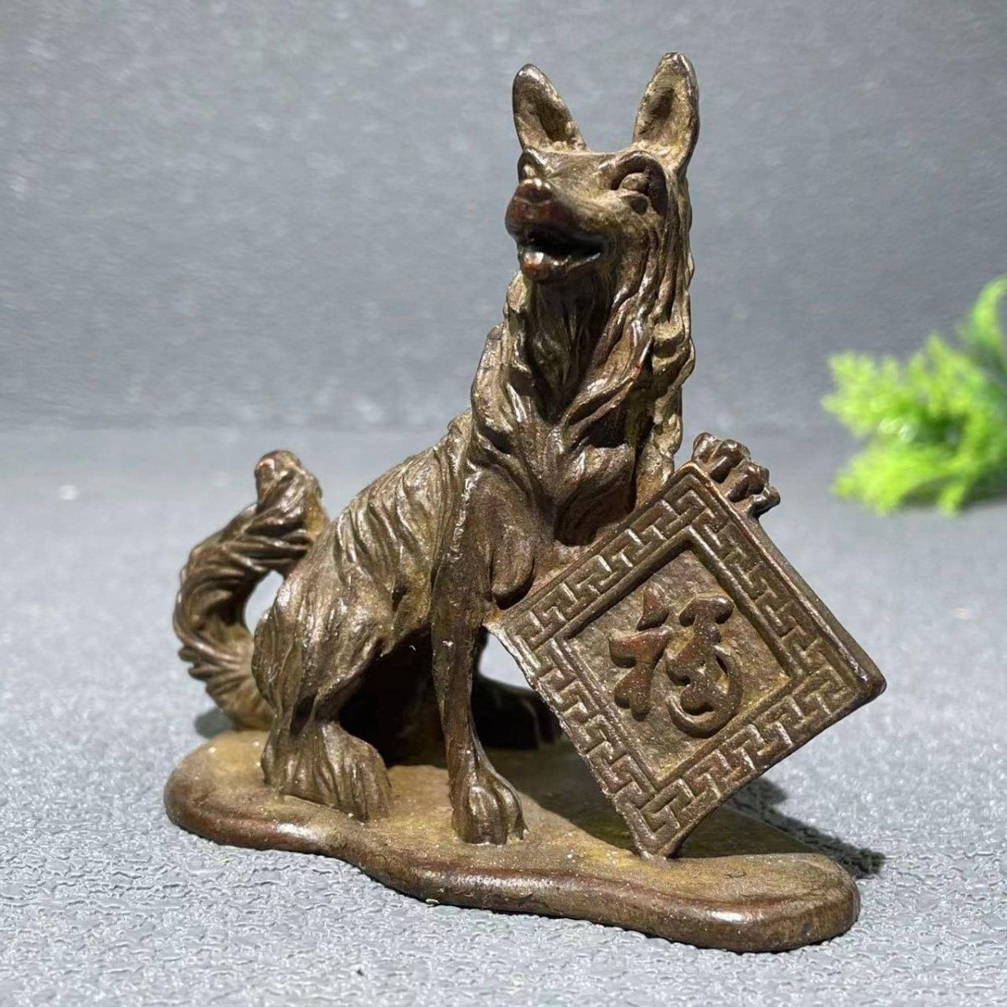 ヴィンテージブロンズ彫刻犬茶ペット像、室内装飾、風水像 - Etsy 日本