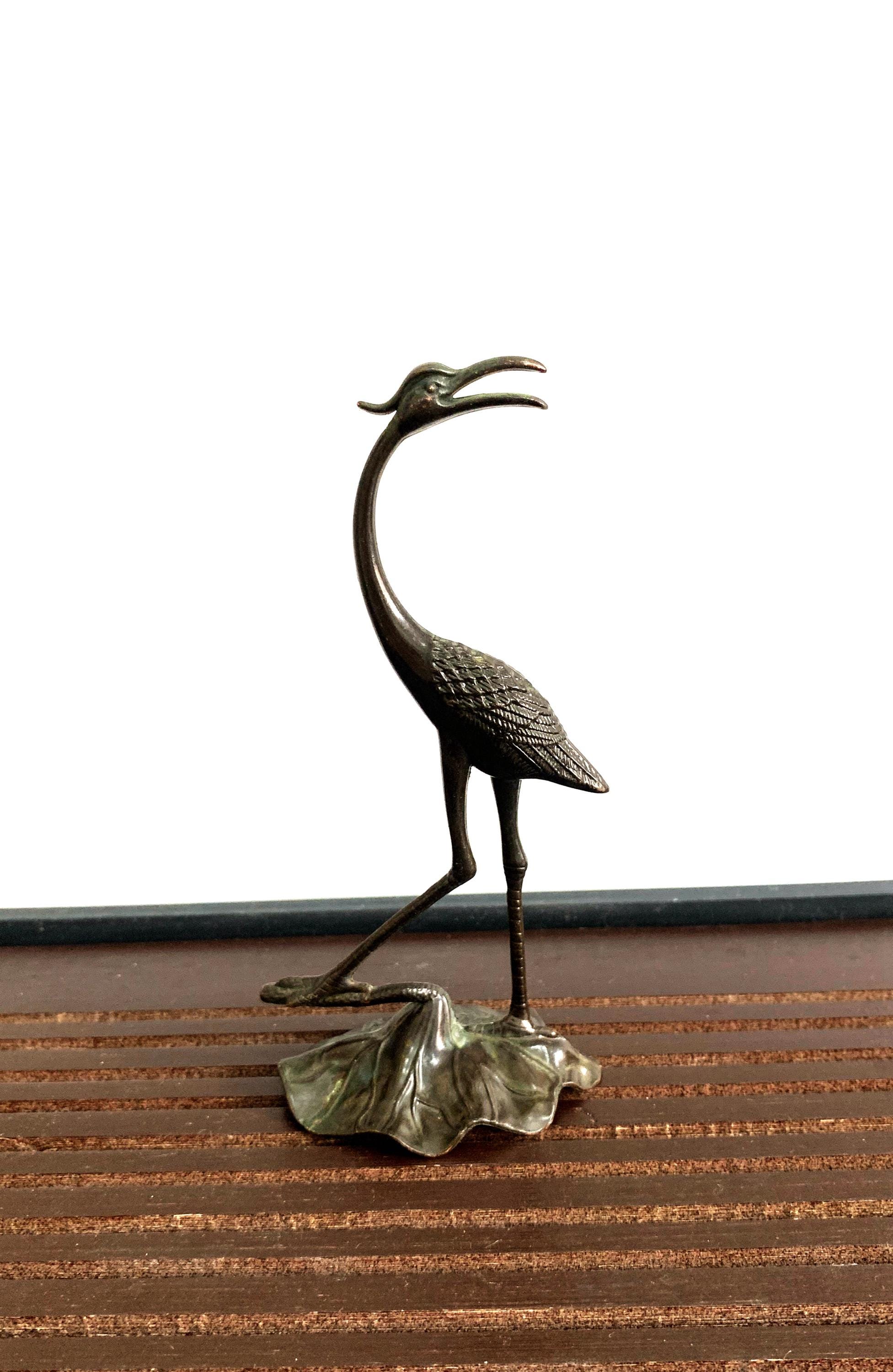 Vintage Bronze Crane Statue: Feng Shui Tea Pet, Carved Detail - Etsy