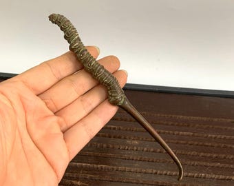 Vintage bronze carved Tea Needle, Tea pet statue