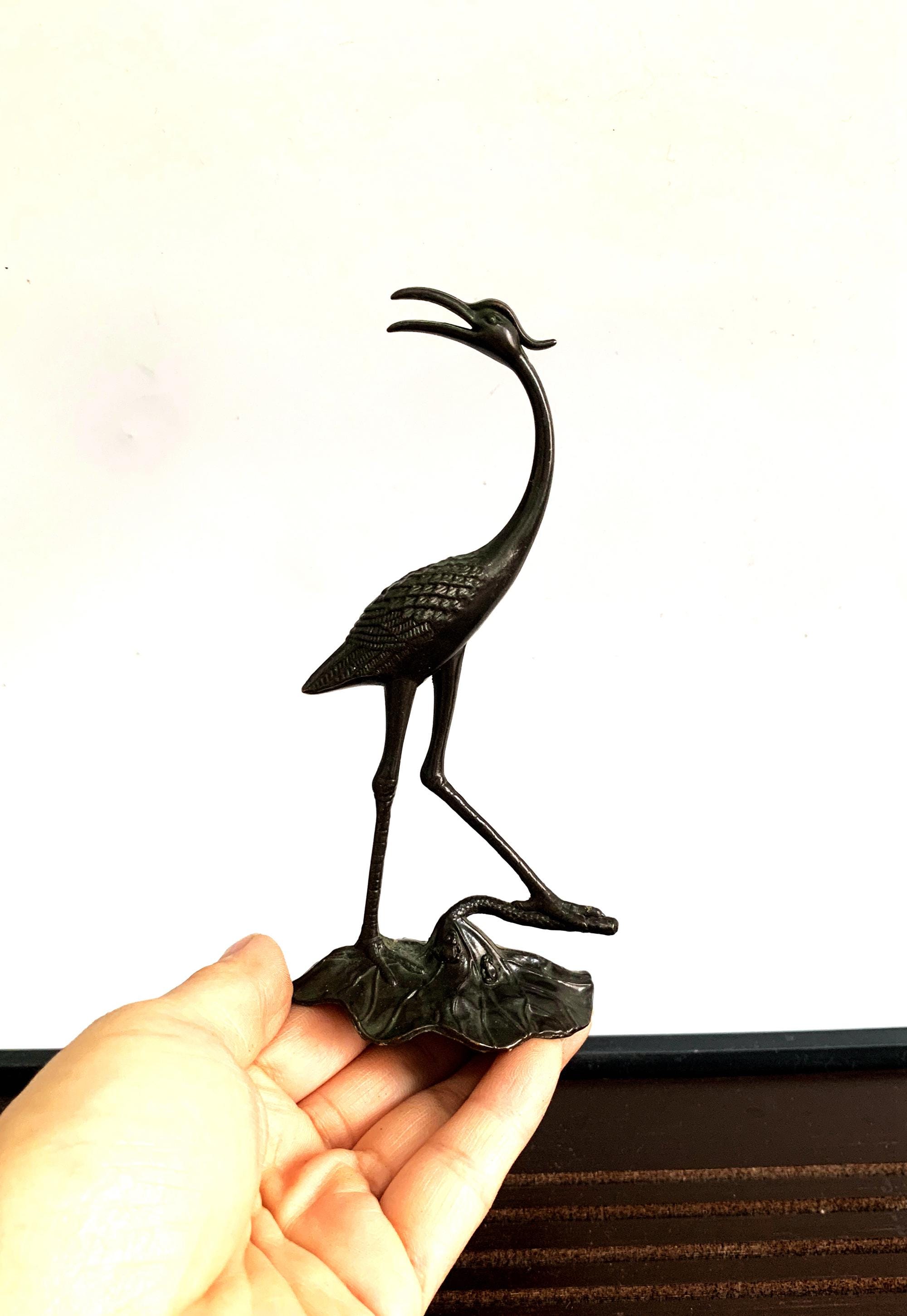 Vintage Bronze Crane Statue: Feng Shui Tea Pet, Carved Detail - Etsy