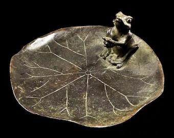 Quemador de incienso vintage de rana tallada en bronce, decoración del hogar