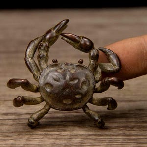 Vintage Bronze geschnitzte Krabben Tee Haustier Statue, Home decortion