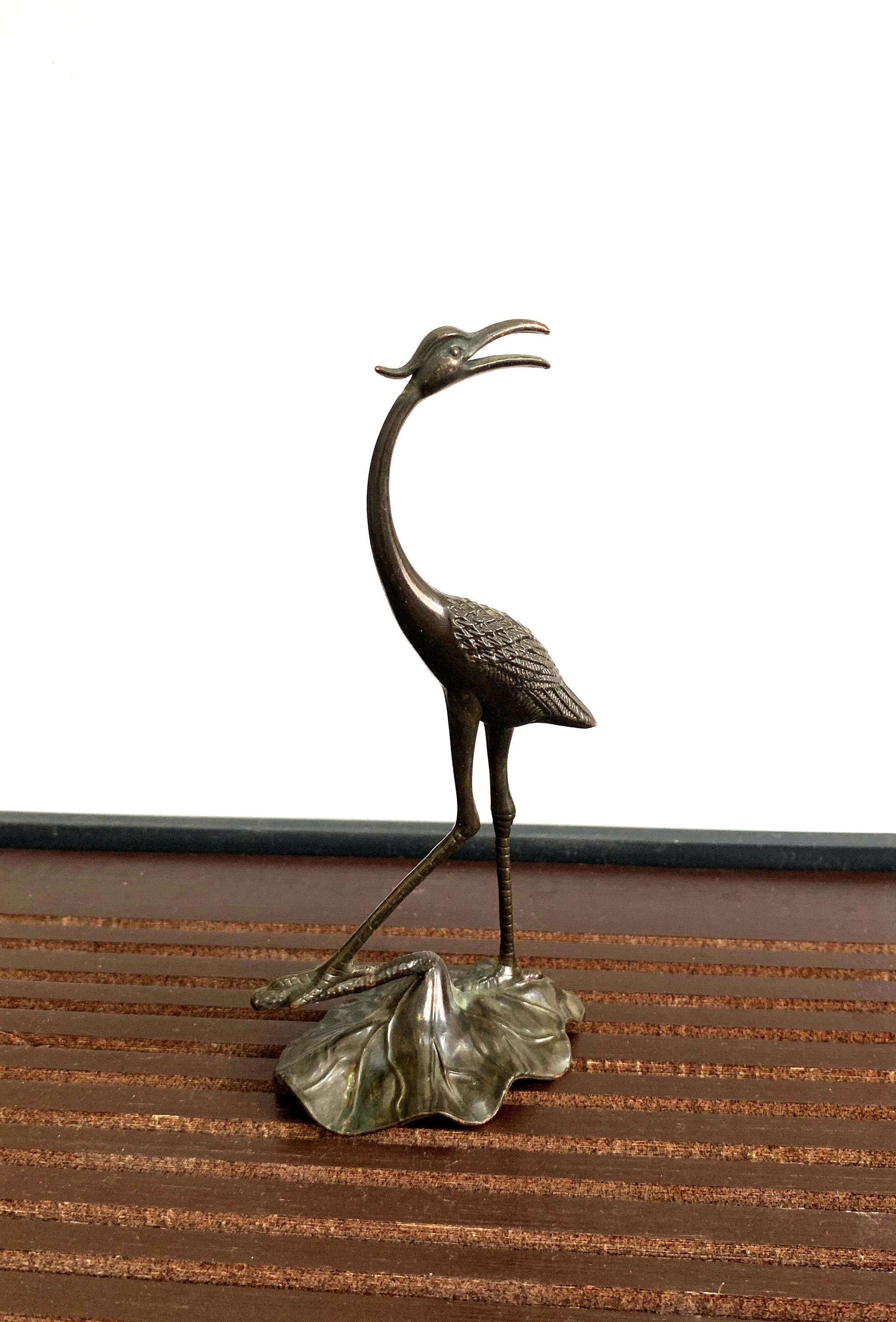 Vintage Bronze Crane Statue: Feng Shui Tea Pet, Carved Detail - Etsy