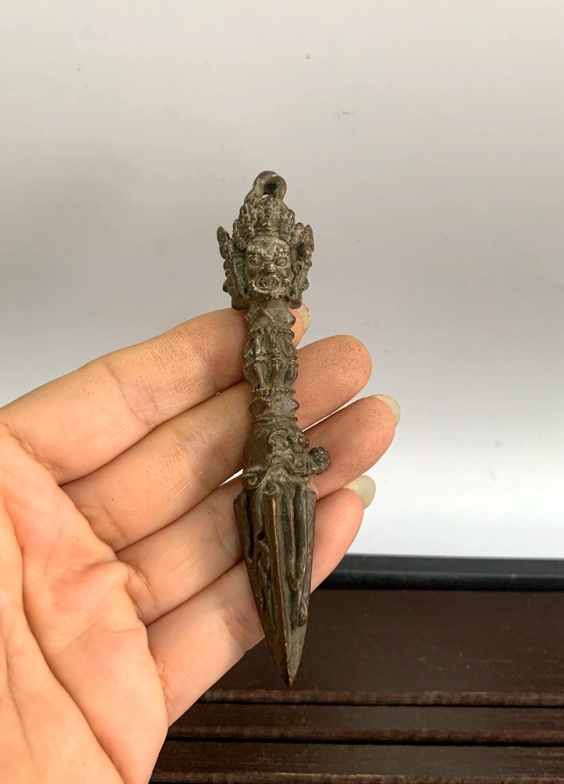 Vintage Bronze Carved Tibet Exorcism Dharma Instruments -- Demon ...