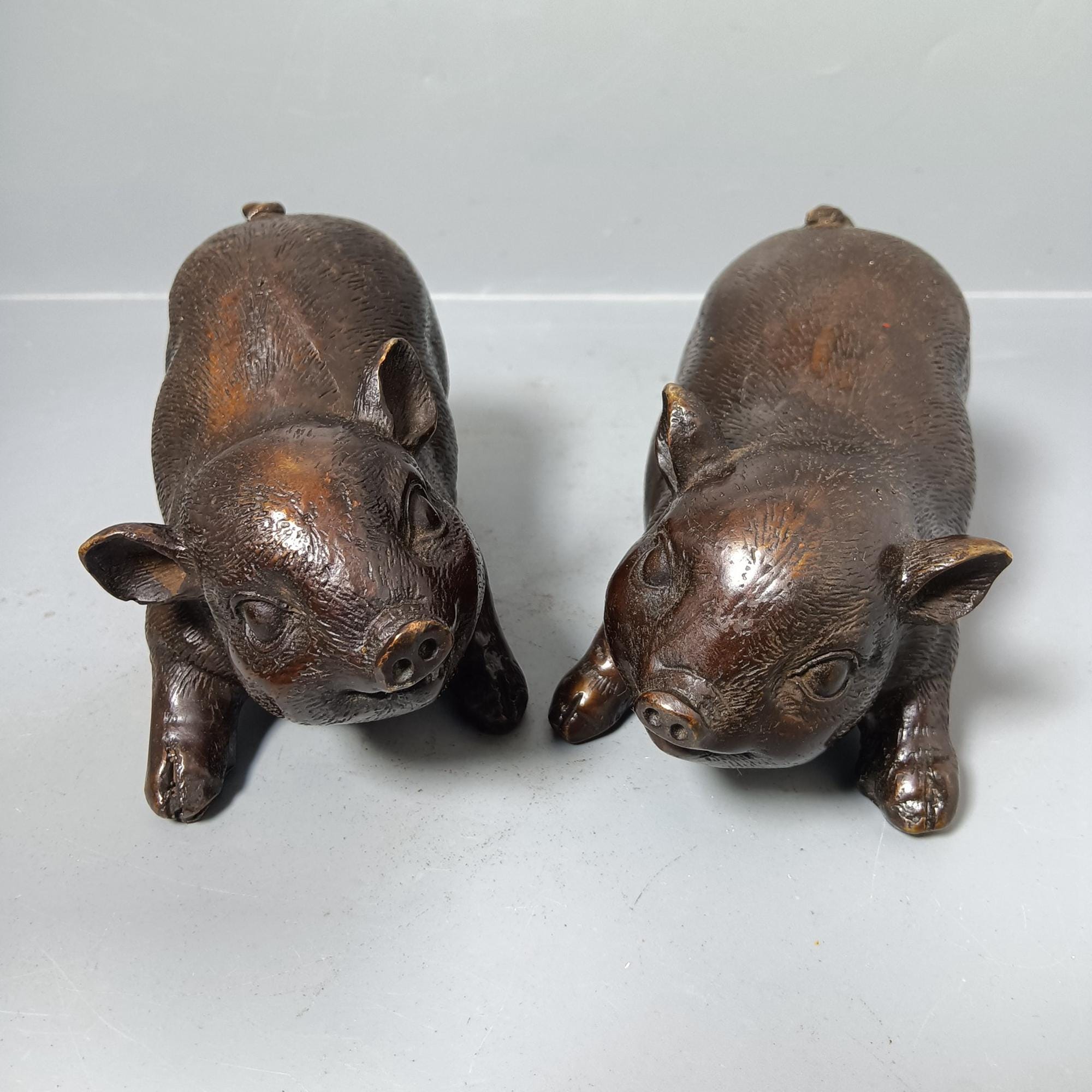 ヴィンテージ真鍮彫刻の豚の像、家の装飾、道教風水像 - Etsy 日本