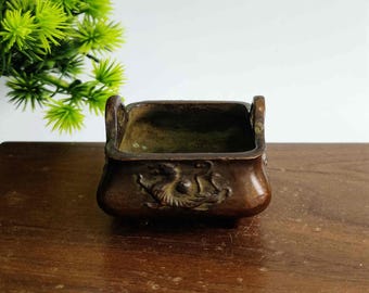 Quemador de incienso tallado en bronce vintage, decoración del hogar