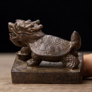 Vintage Bronze geschnitzte Drachen Schildkröte Robbe, Tee Haustier Statue, Home Decortion,