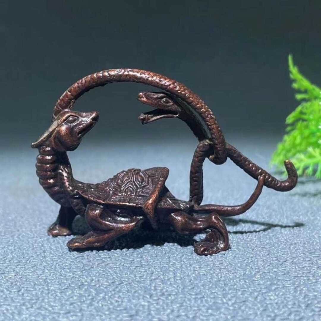 Vintage Bronze Carved Xuanwu Tea Pet Statue, Home Decortion, Feng