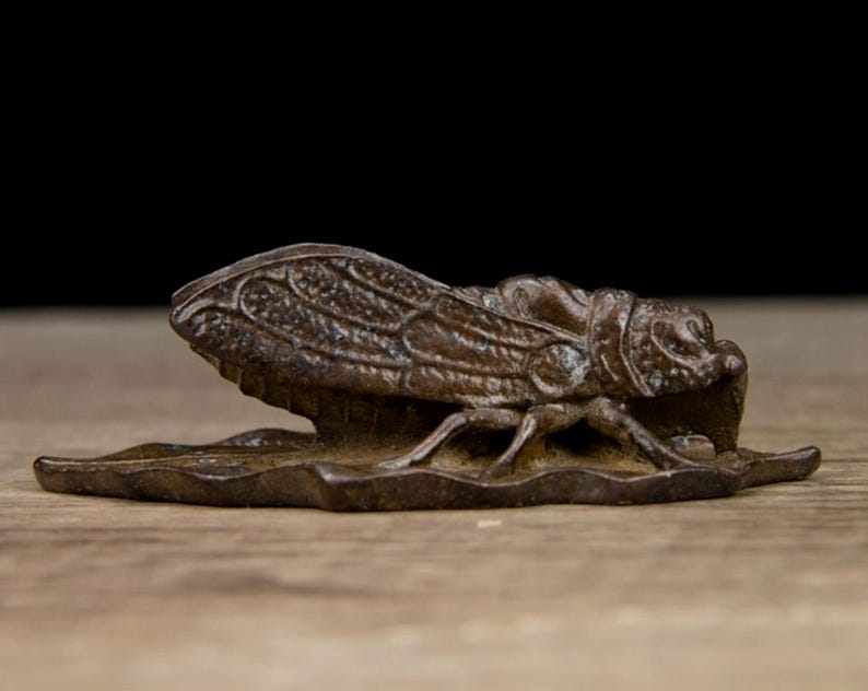 Vintage Bronze Carved Cicada Tea Pet Statue, Home Decortion. Cutlery ...