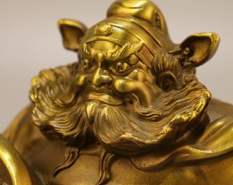 Vintage Brass Carved Taoist Zhong Kui (the Ghost-catching God