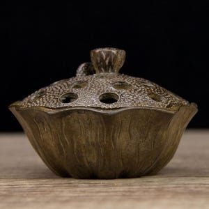 Vintage bronze carved Lotus Incense Burner, Home decortion