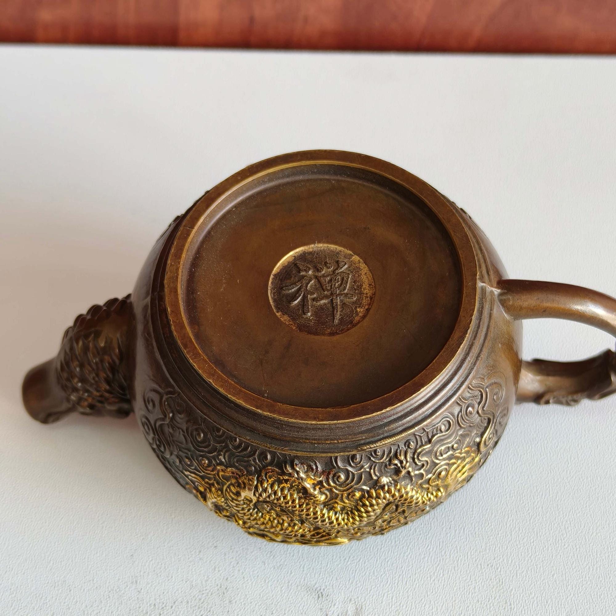 Vintage Brass Carved Dragon Teapot/ Coffeepot, Home Decortion