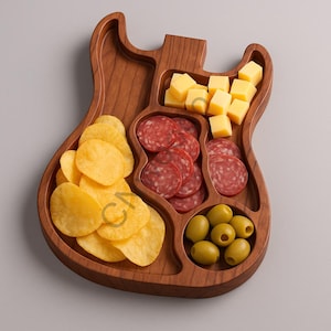 Cnc guitar charcuterie board file ready to cut, guitar serving board, cheese board, presentation board, stl crv3d dxf svg digital file