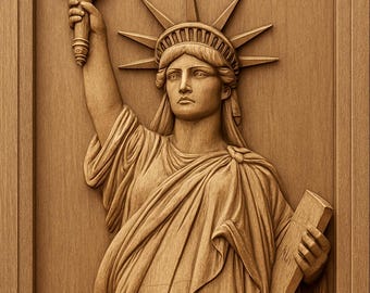 CNCファイル 自由の女神像、レリーフ記念碑 USA、壁飾り、木彫り、3D彫刻モデル STL