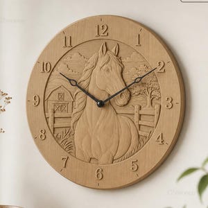 CNC & 3D printing file: Farm horse wall clock (STL)